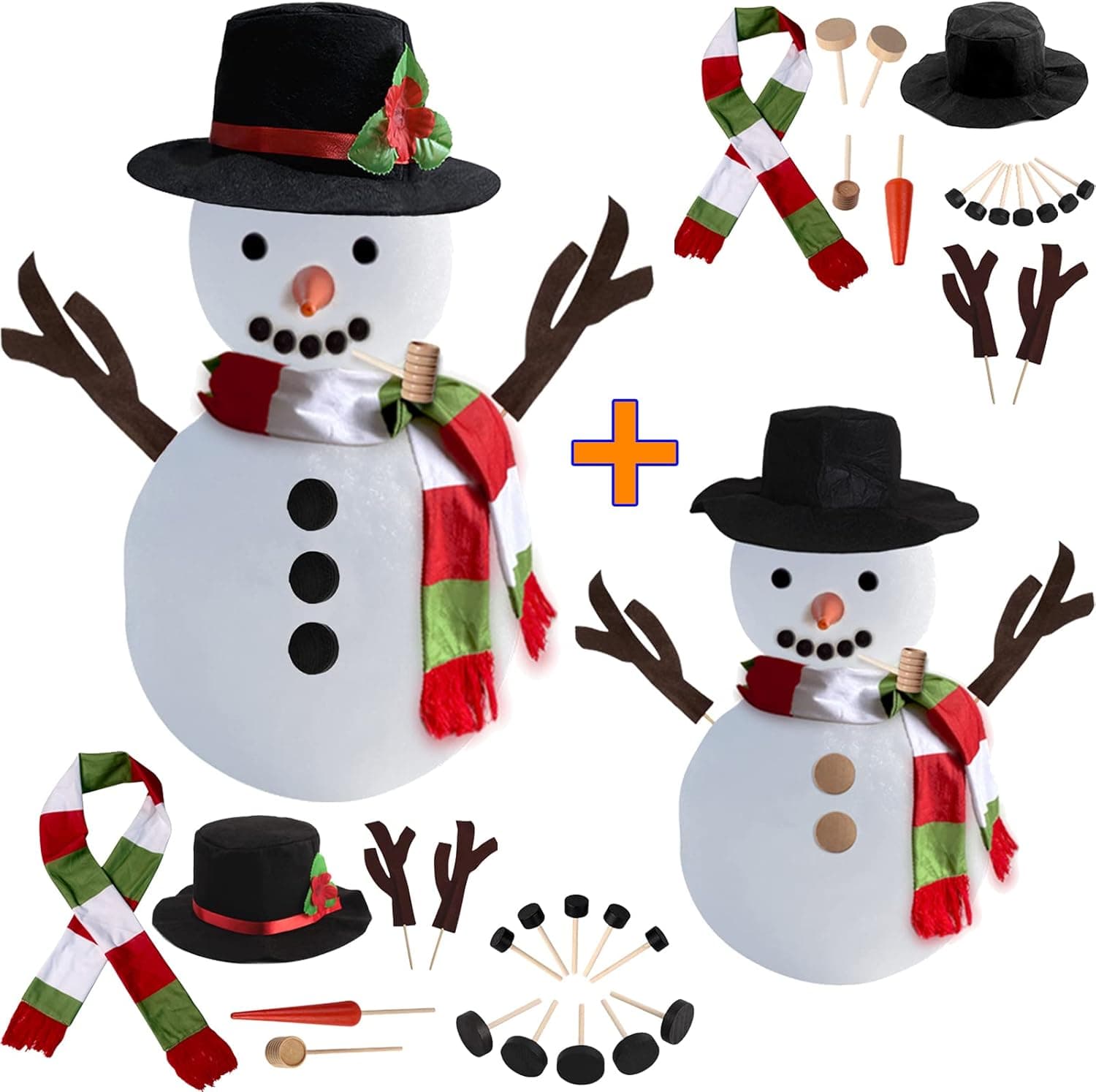 Snowman Kit, 2 Pack Christmas Snowman Decorating Making Kit Outdoor Fun Christmas Winter Holiday Party Decoration Gift, Xmas Holiday Winter Party snow man kit Outdoor Fun Supplies for Kids & Family