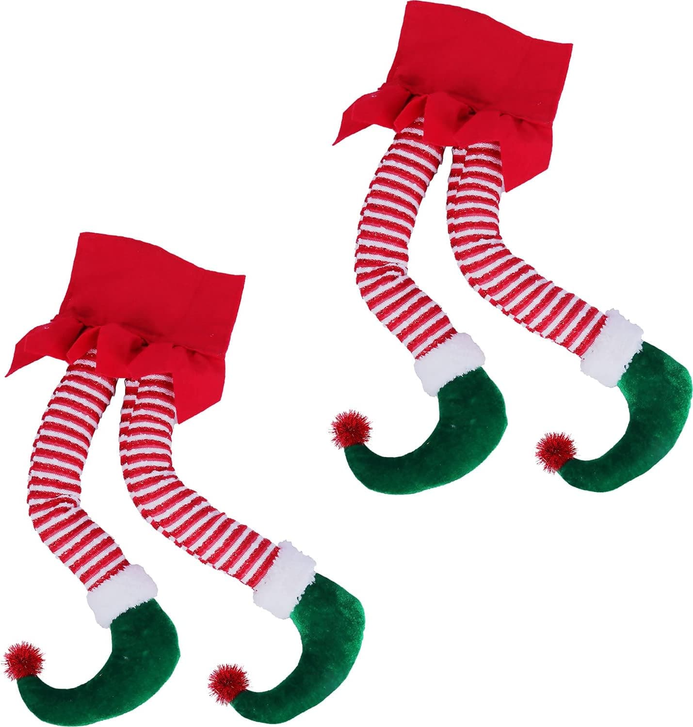 Waenerec 20" Elf Legs for Christmas Tree Stuffed Legs Stuck Tree Topper Decorations Christmas Elf Legs for Car Trunk, Wreaths, Fireplaces, Xmas Holiday Party Indoor Outdoor Decor(Pack of 2)