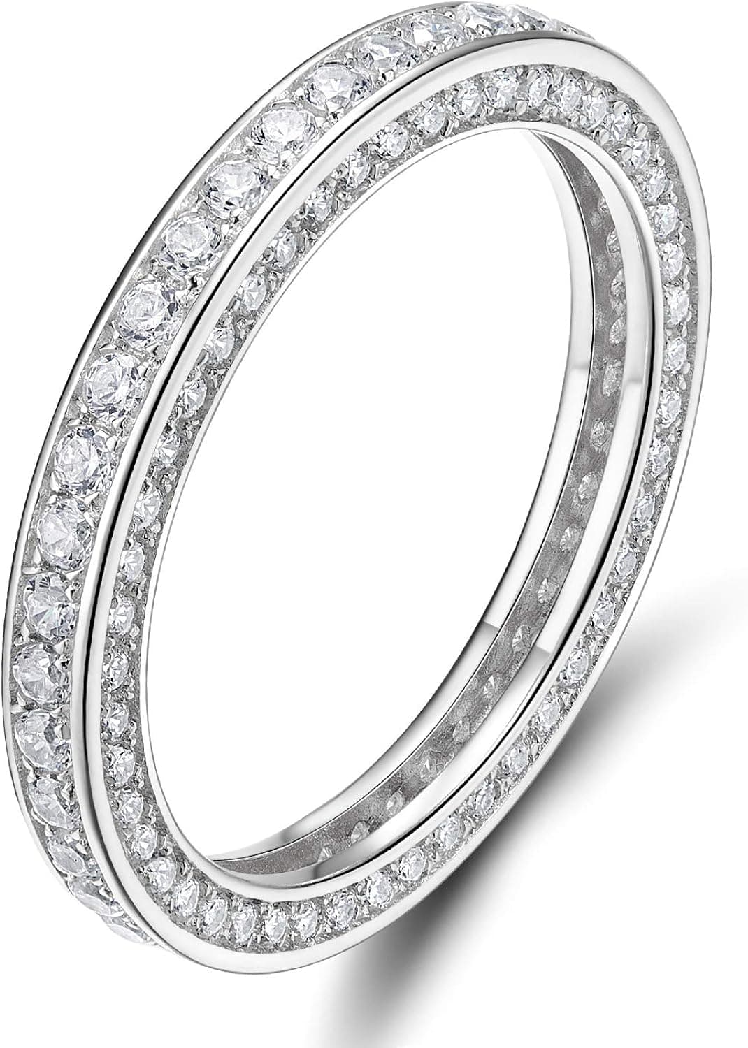 SOMEN TUNGSTEN 925 Sterling Silvers Cubic Zirconia Eternity Engagement Wedding Band Width 3MM Size 4-12