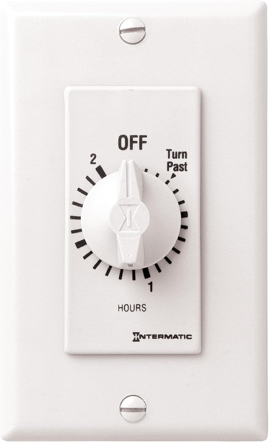 Intermatic FD2HW 2-Hour Spring-Loaded Automatic shut-off Wall Timer for Fans and Lights with Hold, White