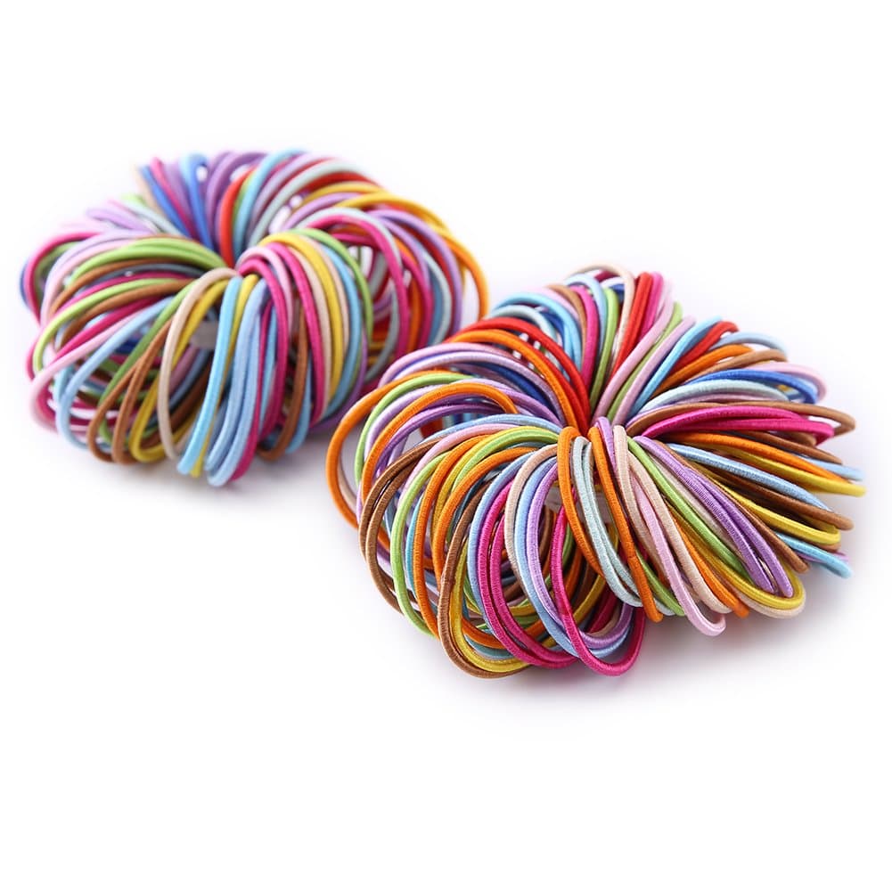 Munax Kids Elastic Hair Bands Elastic Hair Tie Assorted Colors Children Ponytail Holders, 2mm,3.5cm diameter 200 count