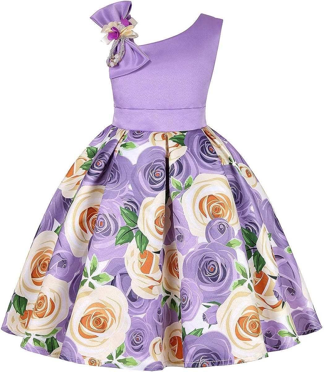 Cichic Elegant Girls' Special Occasion Dress Princess Dresses for Kids 5-6 Years Old Light Purple
