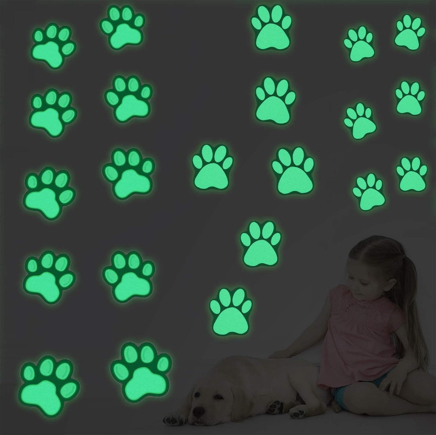 Marsway Cute Paw Decal Night Glow in The Dark Creative Luminous Decorative Stickers Kids Room Wall Decor Paw Print