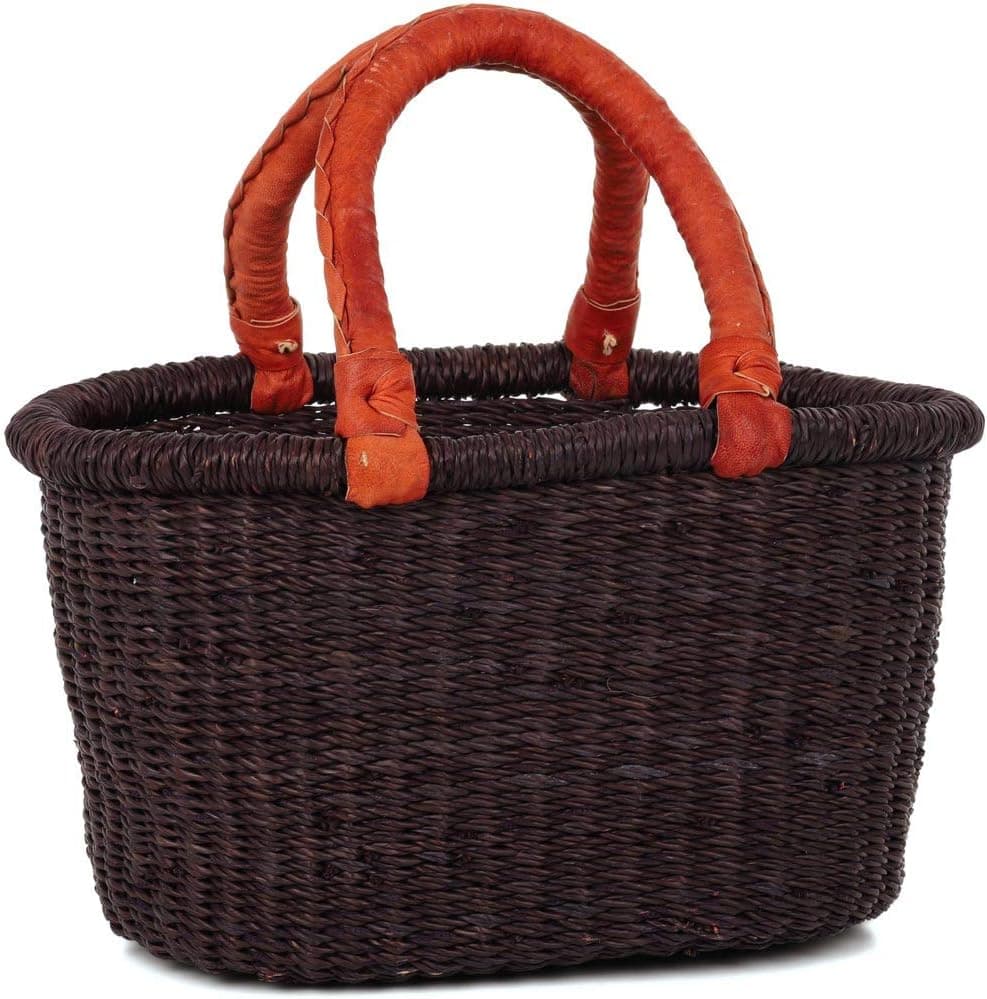 Fair Trade Ghana Bolga African Mini Oval Shopper 10-12" Across, 92228
