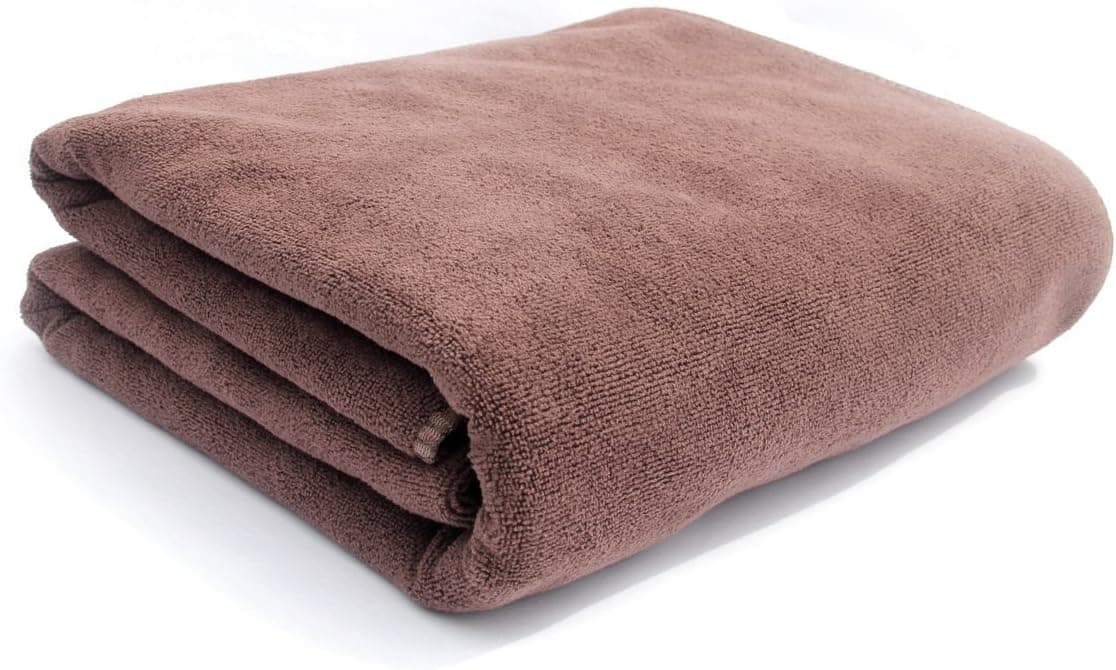 Bath Towels Multi-Purpose Microfiber (32 x 71 Inch) Soft Fast Drying Travel Gym Home Hotel Office Washcloths (Brown)