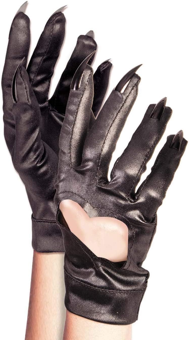 Unisex-Adults Heart Gloves w/Claws, Black, Standard