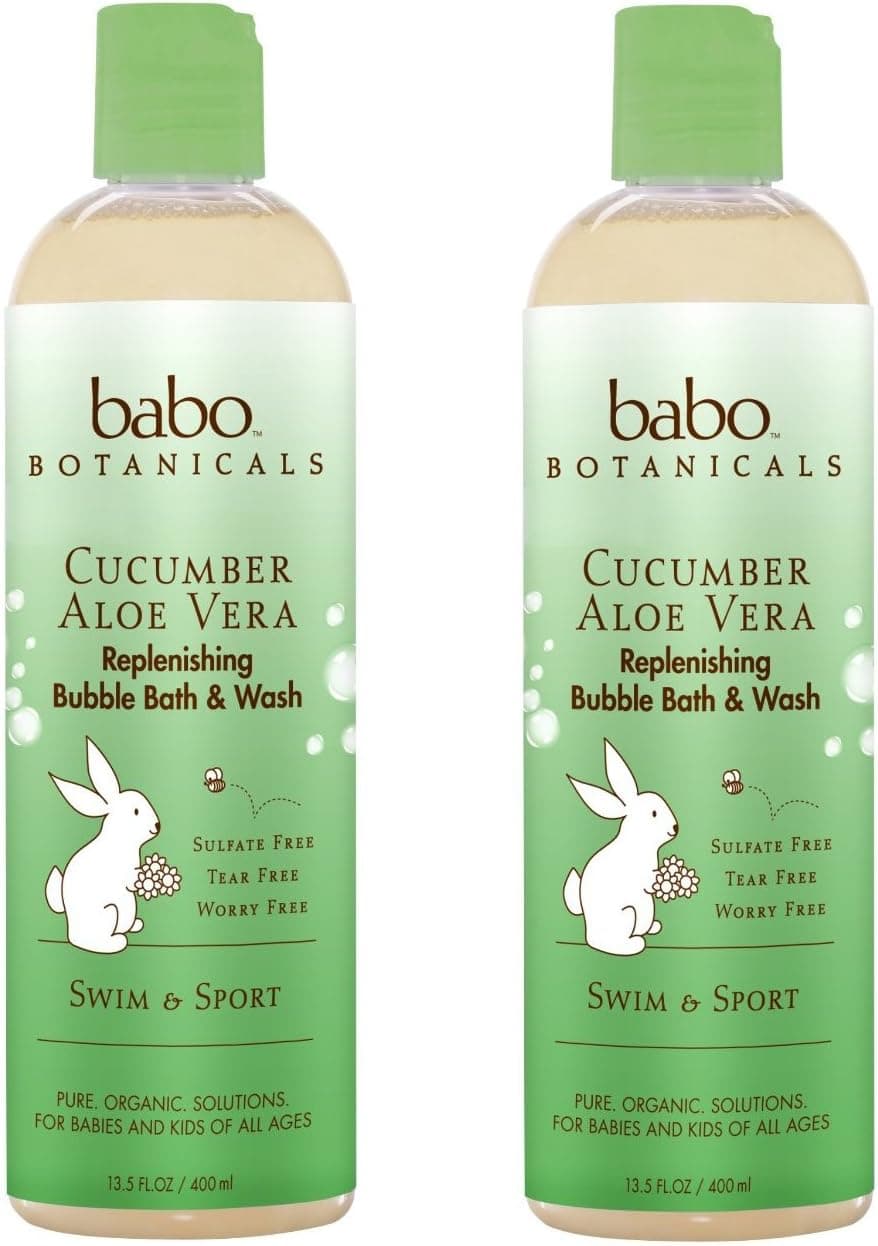 Babo Botanicals Cucumber Aloe Vera Replenishing Bubble Bath and Wash, 13.5 Ounce ( Multi-Pack)