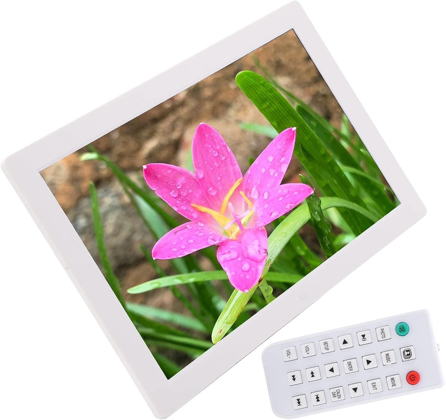 17in Digital Picture Frame Large Digital Picture Frame 1440x900 Video Frame HD Screen 16:10 Ratio Photo Rotation Share Photos and Videos Via App or Email(White)