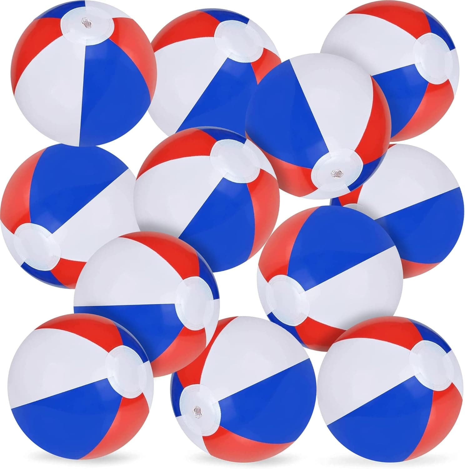 ArtCreativity 8 Inch Colorful Inflatable Beach Balls - Pack of 12 - Patriotic Red, White and Blue - Floating Bouncing Balls for Pools - Fun Party Favor and Gift