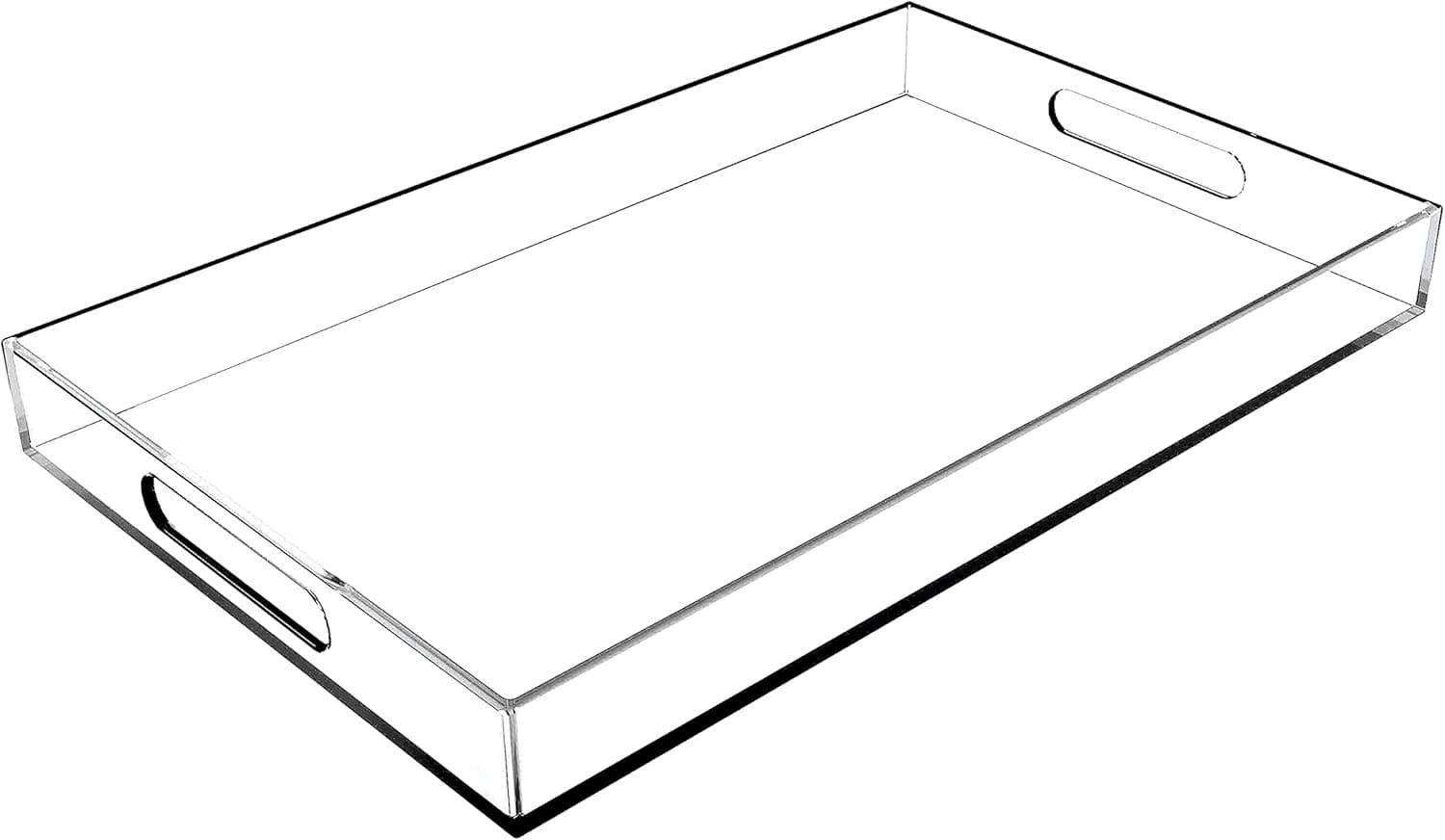Clear Serving Tray - 16" Standard - Spill Proof - Acrylic Lucite Decorative Serving Tray with Handles by WOOSAL