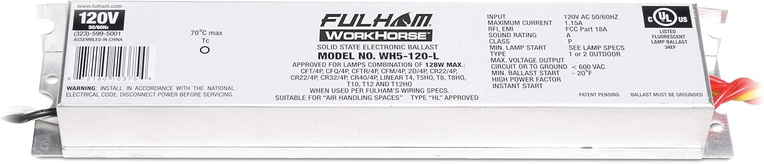 Fulham Lighting WH5-120-L Workhorse 5 Adaptable Electronic Fluorescent Lamp Ballast