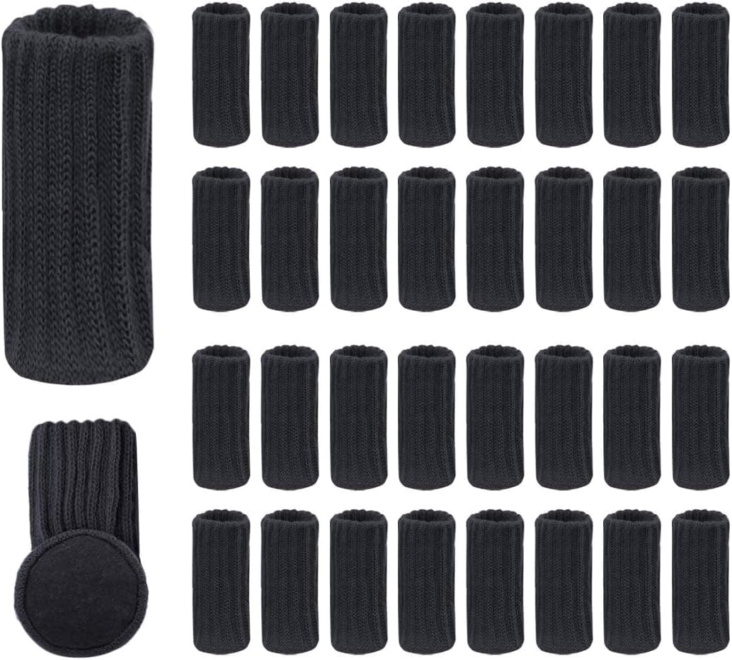 Furniture Socks, Seimneire 32pcs High Elastic Floor Protectors Knitted Furniture Caps Anti-Skid Chair Leg Feet Socks Covers Set, Fit Diameter from 3/4" to 2", Dark Gray