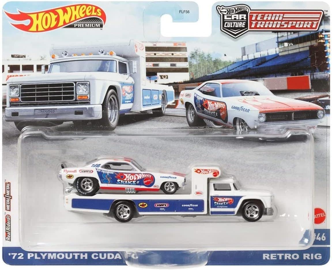 Hot Wheels '72 Plymouth Cuda FC Retro Rig, Team Transport #46