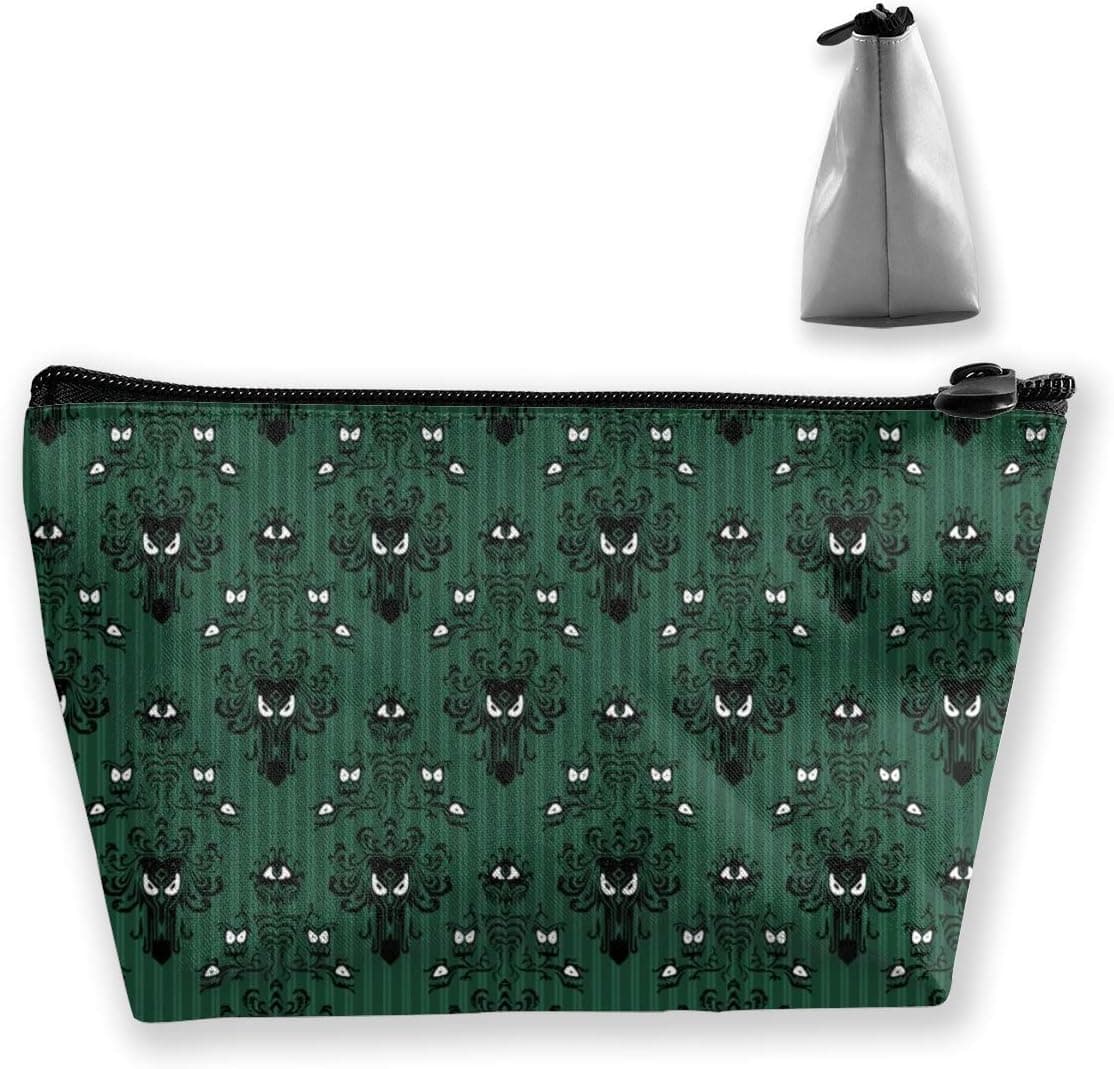 Women Haunted Mansion Green Stripe Makeup Bag Cosmetic Bags Hand-held Toiletry Travel Organizer For Girl Make Up Tools Toiletries