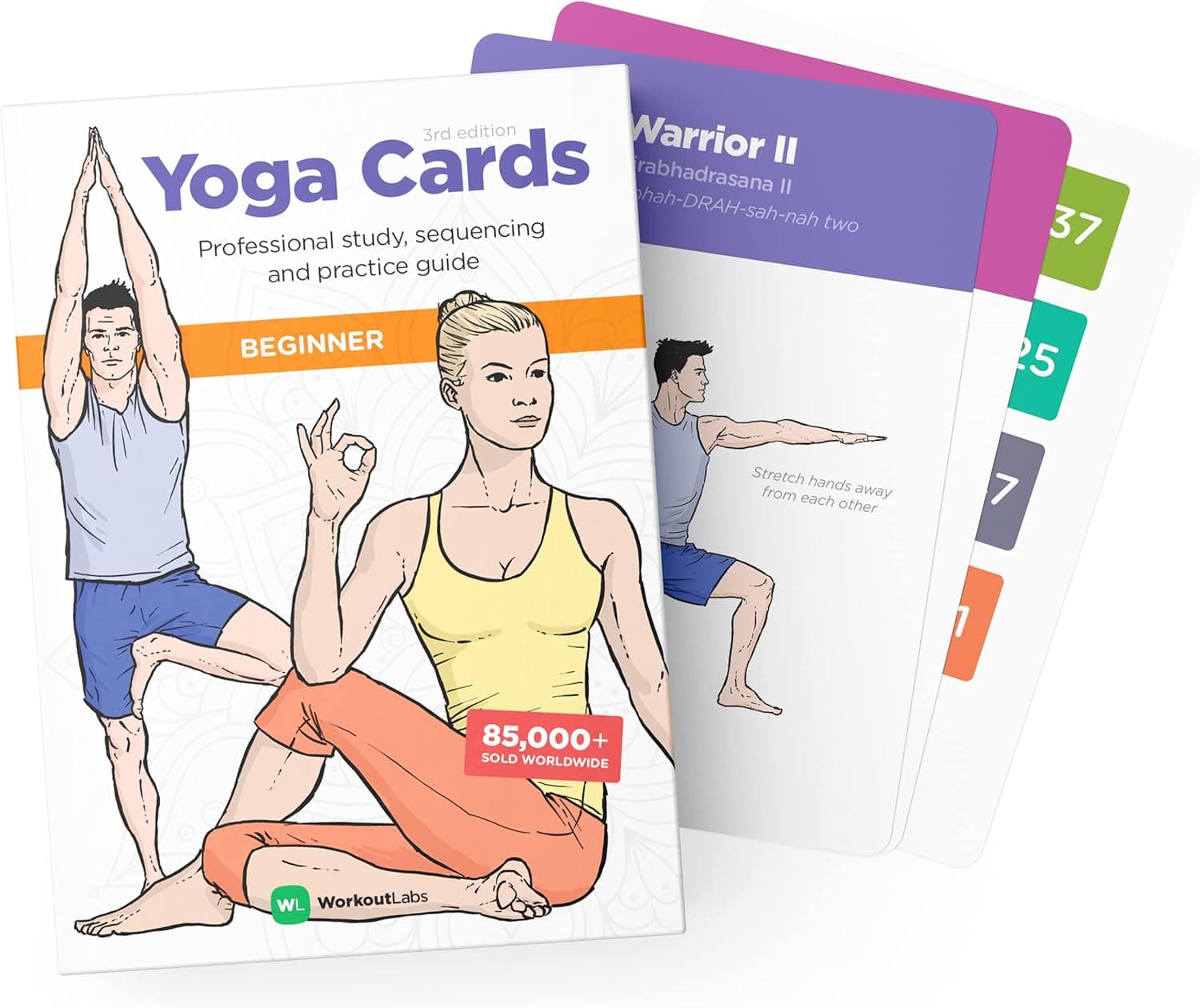 WorkoutLabs Yoga Cards – Beginner: Visual Study, Class Sequencing & Practice Guide with Essential Poses, Breathing Exercises & Meditation · Plastic Flash Cards Deck with Sanskrit