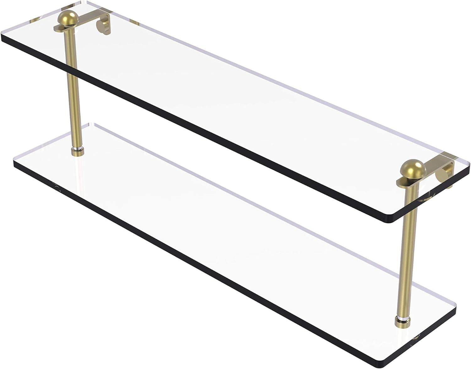 Allied Brass RC-2/22 22 Inch Two Tiered Glass Shelf, Satin Brass