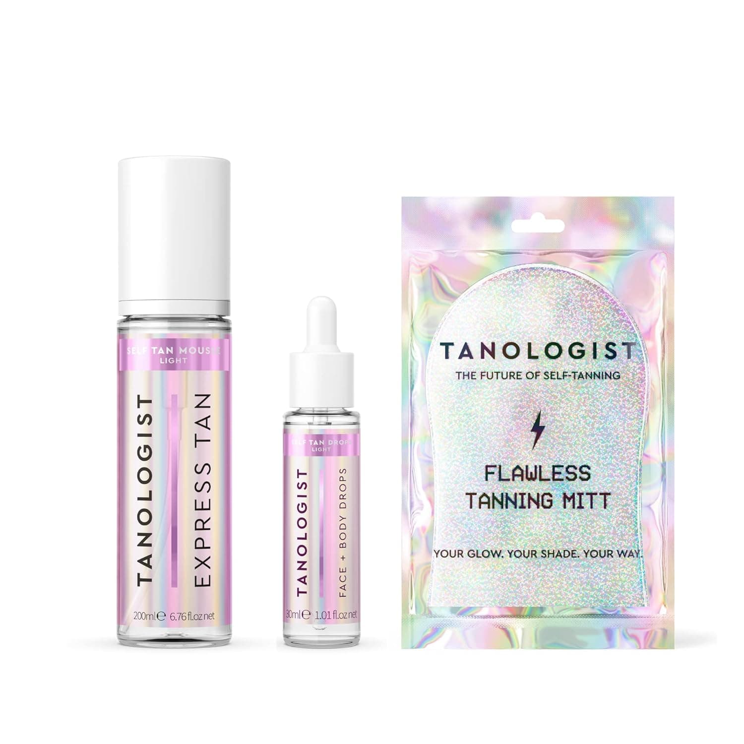 Tanologist Complete Kit, Light - Hydrating Sunless Tanning Mousse, Body & Face Tanning Drops, and Flawless Tanning Mitt - Seamless, Airbrushed Tanning - Vegan and Cruelty Free