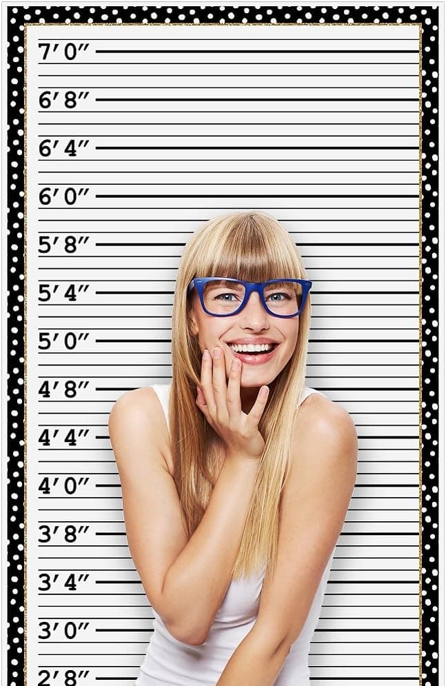 Big Dot of Happiness Mug Shot - Photo Booth Height Chart Backdrop - 36 x 60 inches