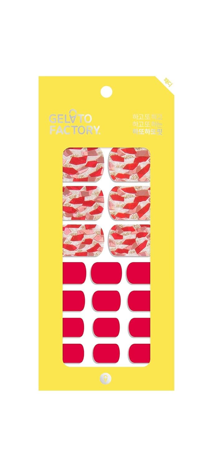 Gel Nail Strip_PEDI [Cherry Red Mother of Pearl] by Gelato Factory - Gloss Wraps Polish Sticker Palette