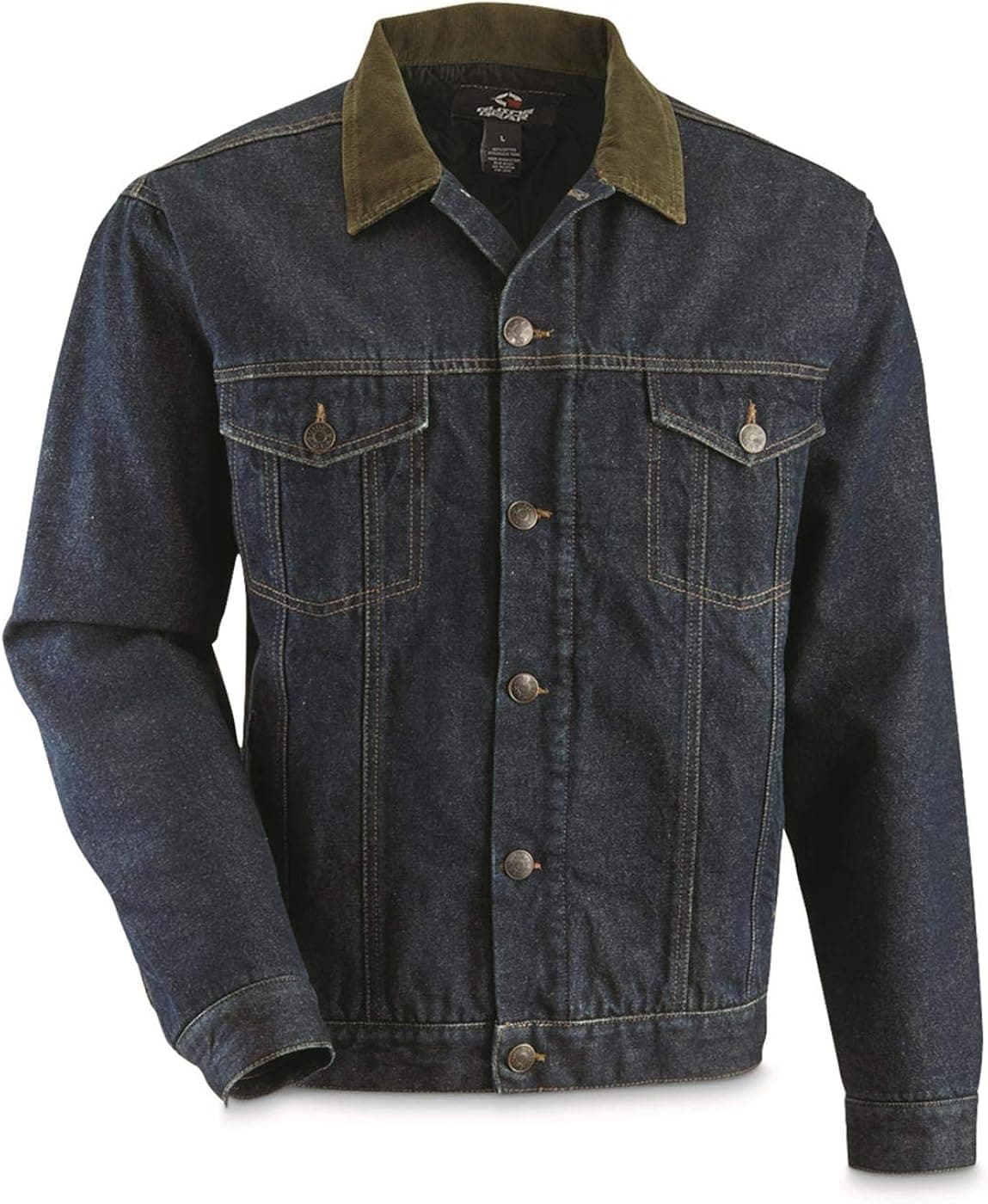 Guide Gear Quilt Lined Denim Jean Jacket for Men, Cotton Button Down Trucker Jacket