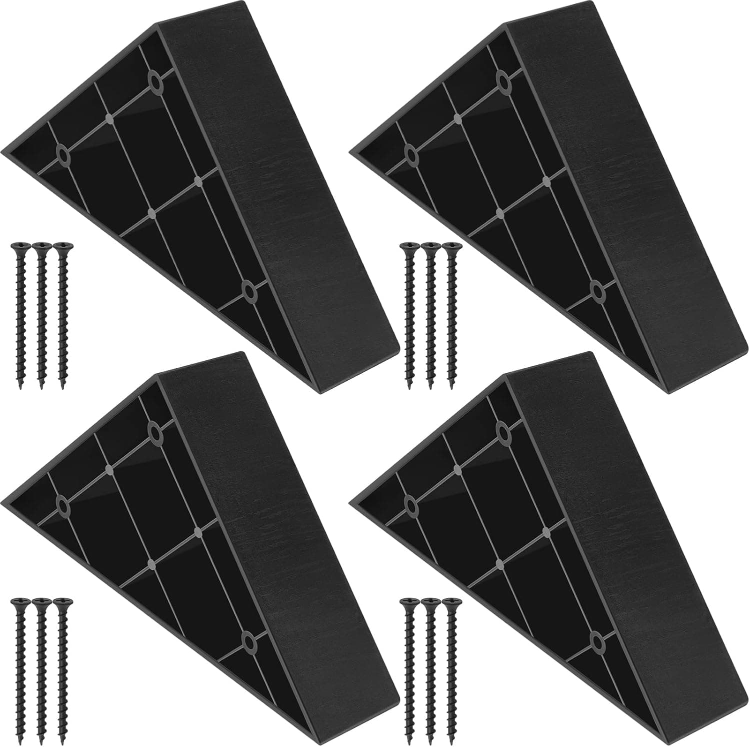 Couch Legs Replacement Plastic Triangle Corner Sofa Legs Black Couch Legs with Screws Chair Sofa Couch Feet Replacement Furniture Legs (4 Sets)