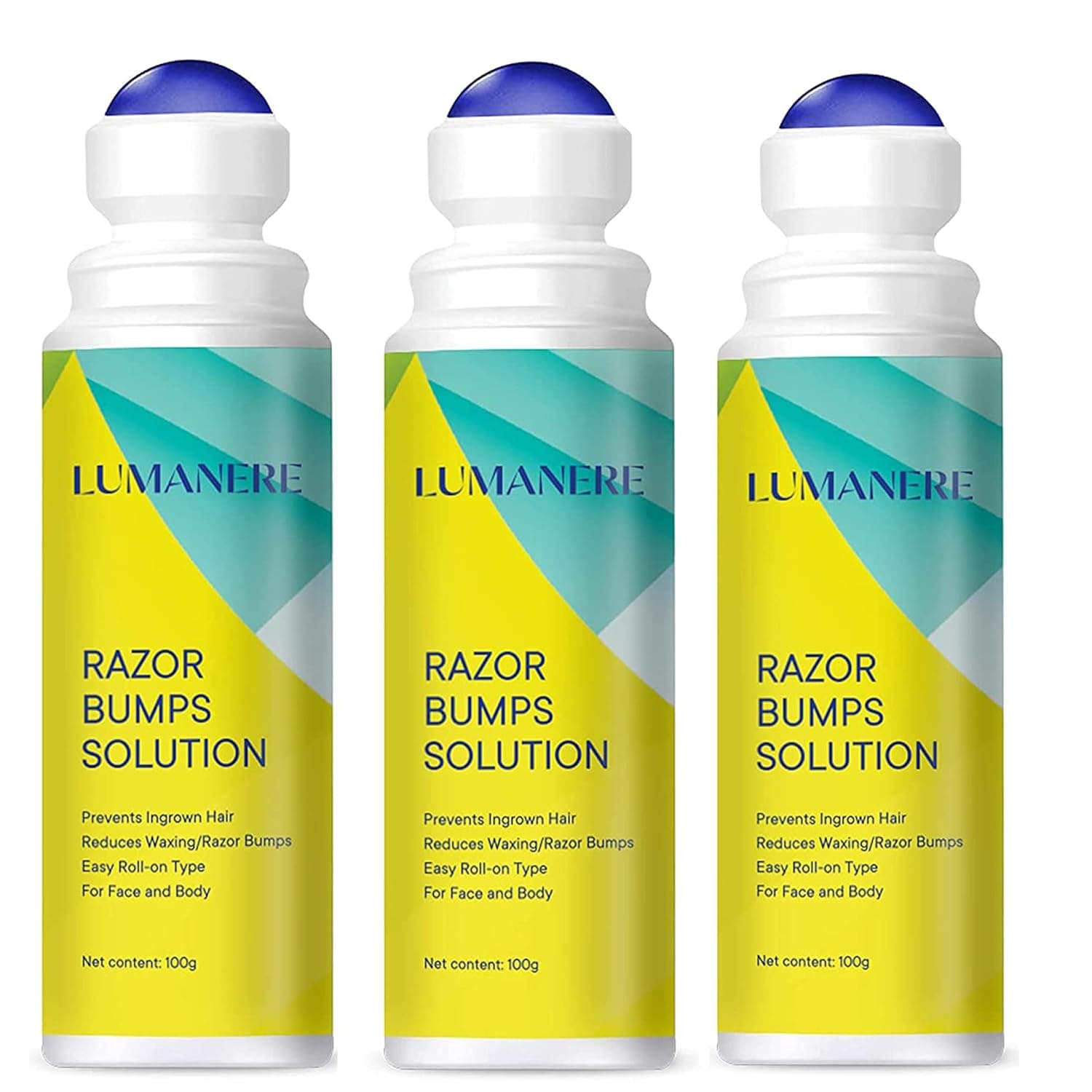 Lumanere Razor Bumps Solution ingrown hair treatment, Hair Inhibitor – After Shave Serum, Roll-on for Bikini Area, Legs and Underarm Area for Men and Women-100g