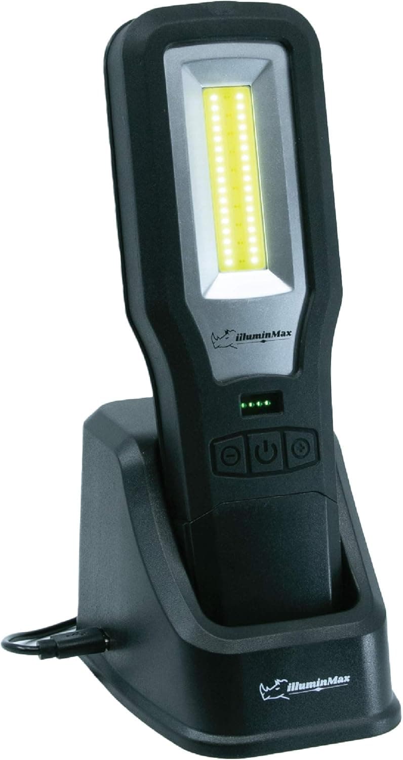 ILLUMINMAX LED Magnetic Work Light LED Rechargeable Drop Light (550 lumens) with Power Bank and Charging Dock. for Car Mechanic, HVAC Repair, Camping, Construction and Emergency Use.