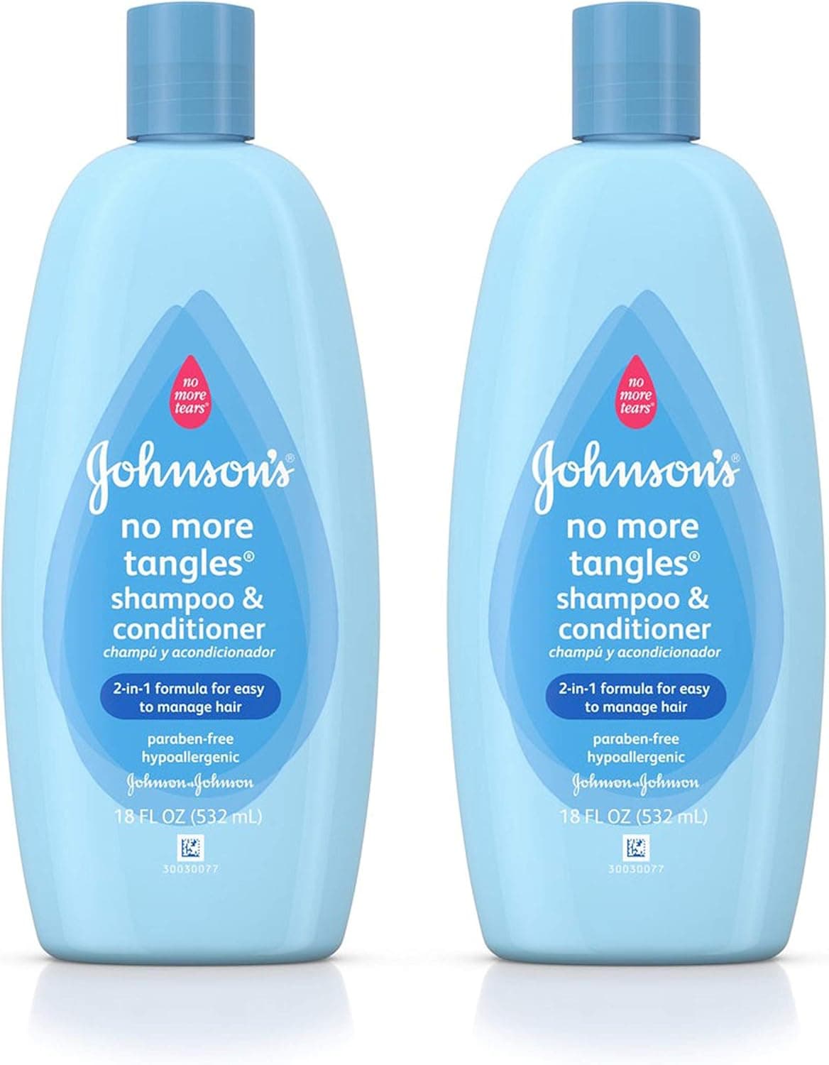 Johnson's Baby No More Tangles, Shampoo & Conditioner, Thick/Curly Hair, 18 Ounce (Pack of 2)