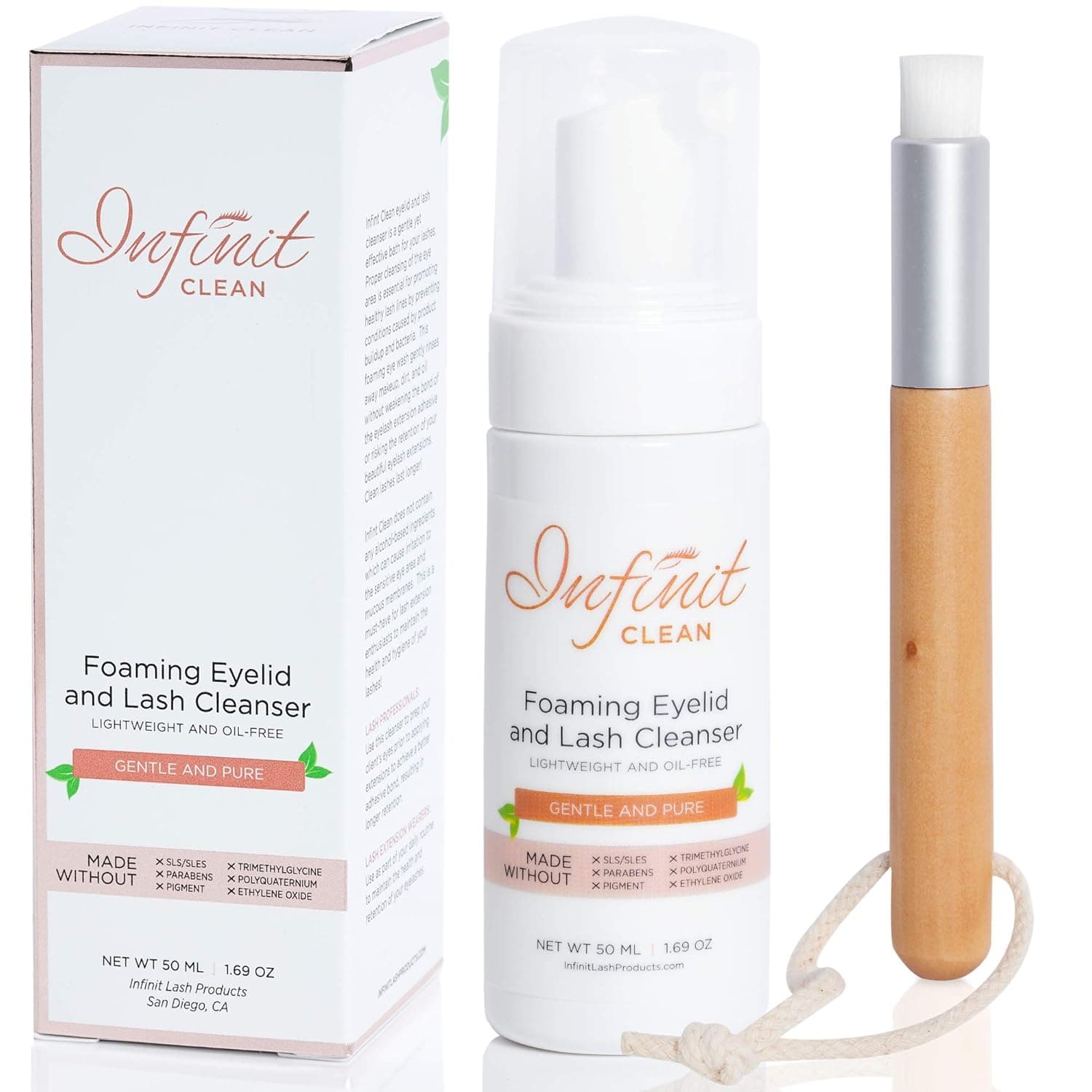 Infinit Clean Foaming Eyelid and Lash Cleanser - Sensitive Eyelash Extension Cleanser Paraben & Sulfate Free - Removes Oil & Protein From The Natural Lash - Improves Retention of Semi Permanent Lashes
