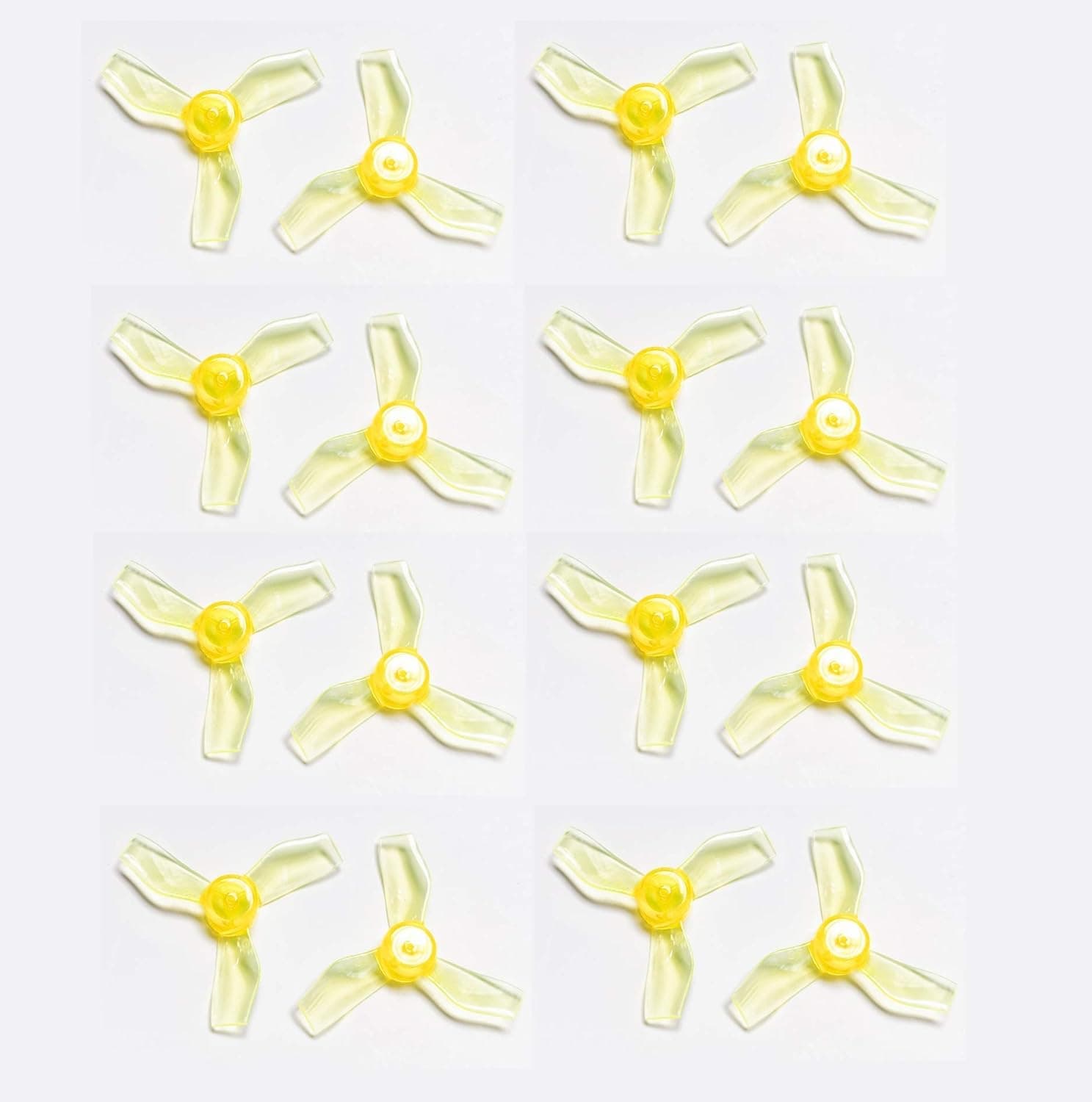 Genuine Gemfan 1219 3-Blades (1.2x1.9x3, 1 mm Hub) Propellers by RAYCorp. 16 Pieces(8CW, 8CCW) Clear Yellow - Polycarbonate 1.2-inch Tri Blades Quadcopters & Multirotors Props + RAYCorp Battery Strap