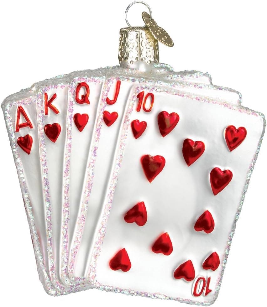 Old World Christmas Ornaments: Vegas Baby Glass Blown Ornaments for Christmas Tree, Royal Flush (44035)