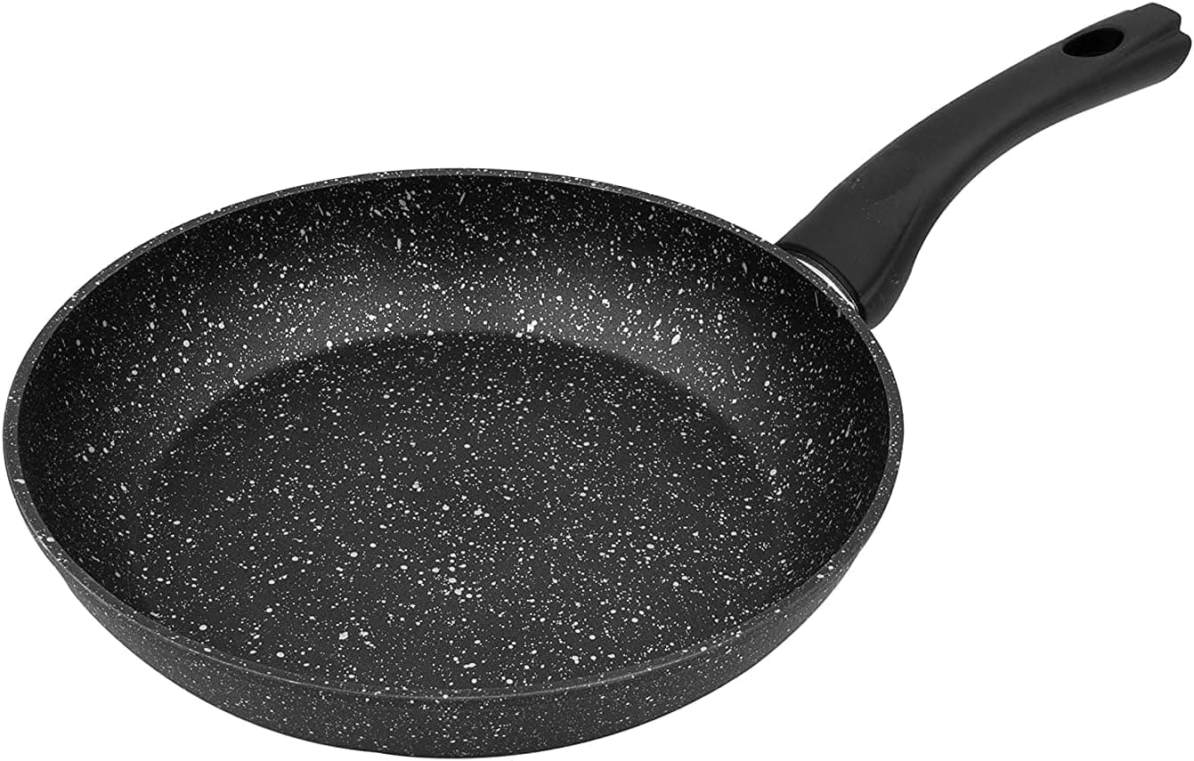 Blackmoor Frying Pans / 8", 9.5", 11" Sizes/Stylish Black Or Gray Marble Finish/Non-Stick & Anti-Scratch/Cool Touch Handle/Suitable for Induction, Electric and Gas Hobs (8", Black)