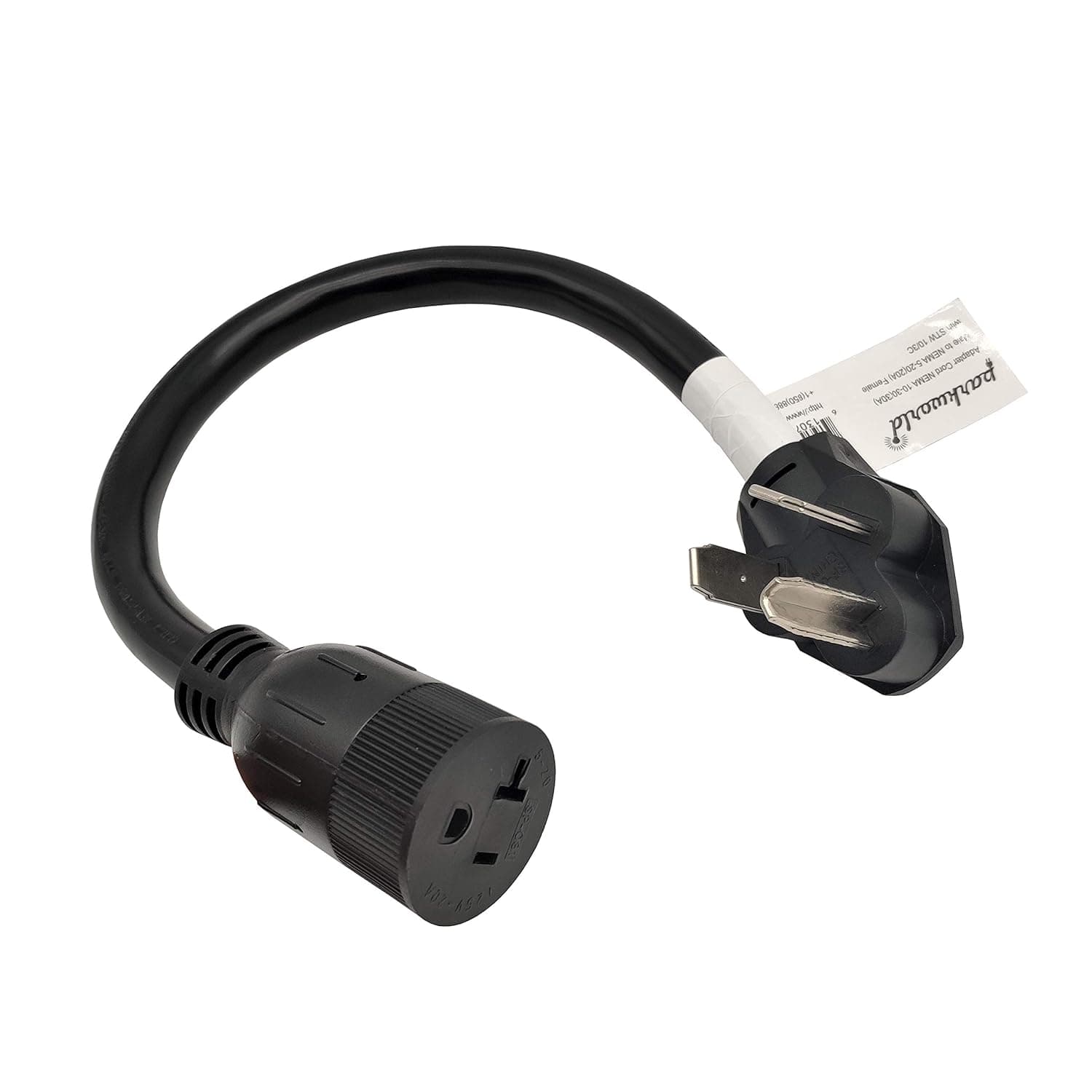 Parkworld 886344 Dryer 10-30 Plug Male to Household 5-15 (Generator 5-20) Receptacle Female Adapter Cord (ONLY Output 250 Volt)