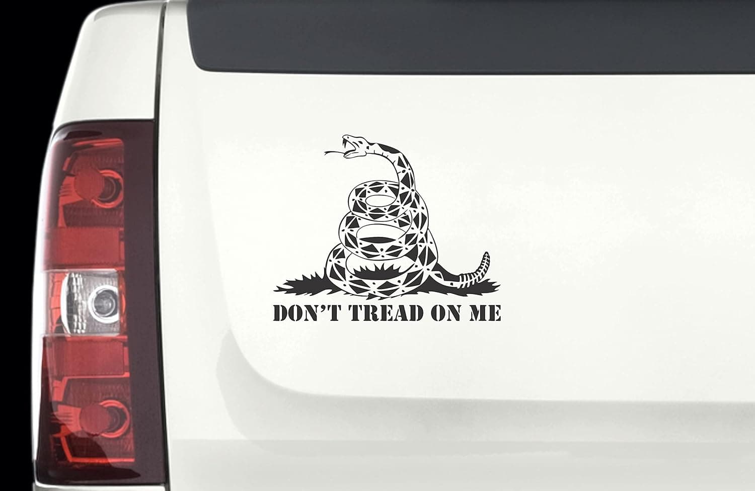 Don't Tread on Me - Large in Black - 10" x 8 1/4" die Cut Vinyl Decal for Windows, Cars, Trucks, Tool Boxes, laptops, MacBook - virtually Any Hard, Smooth Surface