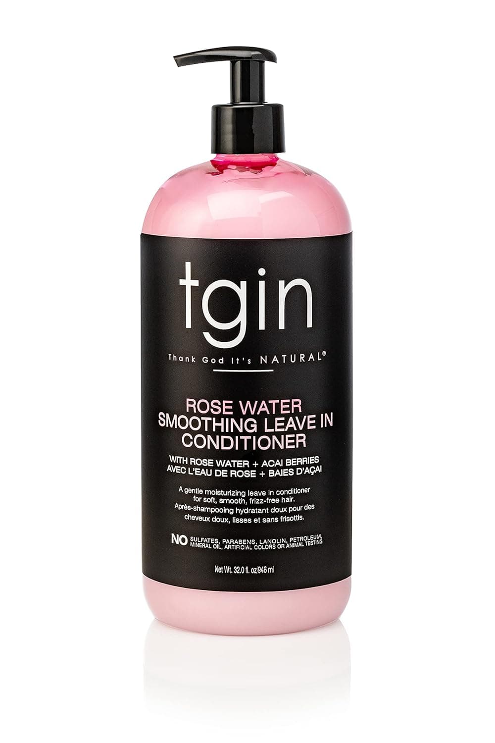 tgin Rose Water Smoothing Leave-In Conditioner for Natural Hair 32 oz JUMBO - Protective Styles - Curls - Kinks - Waves - Great for low porosity hair