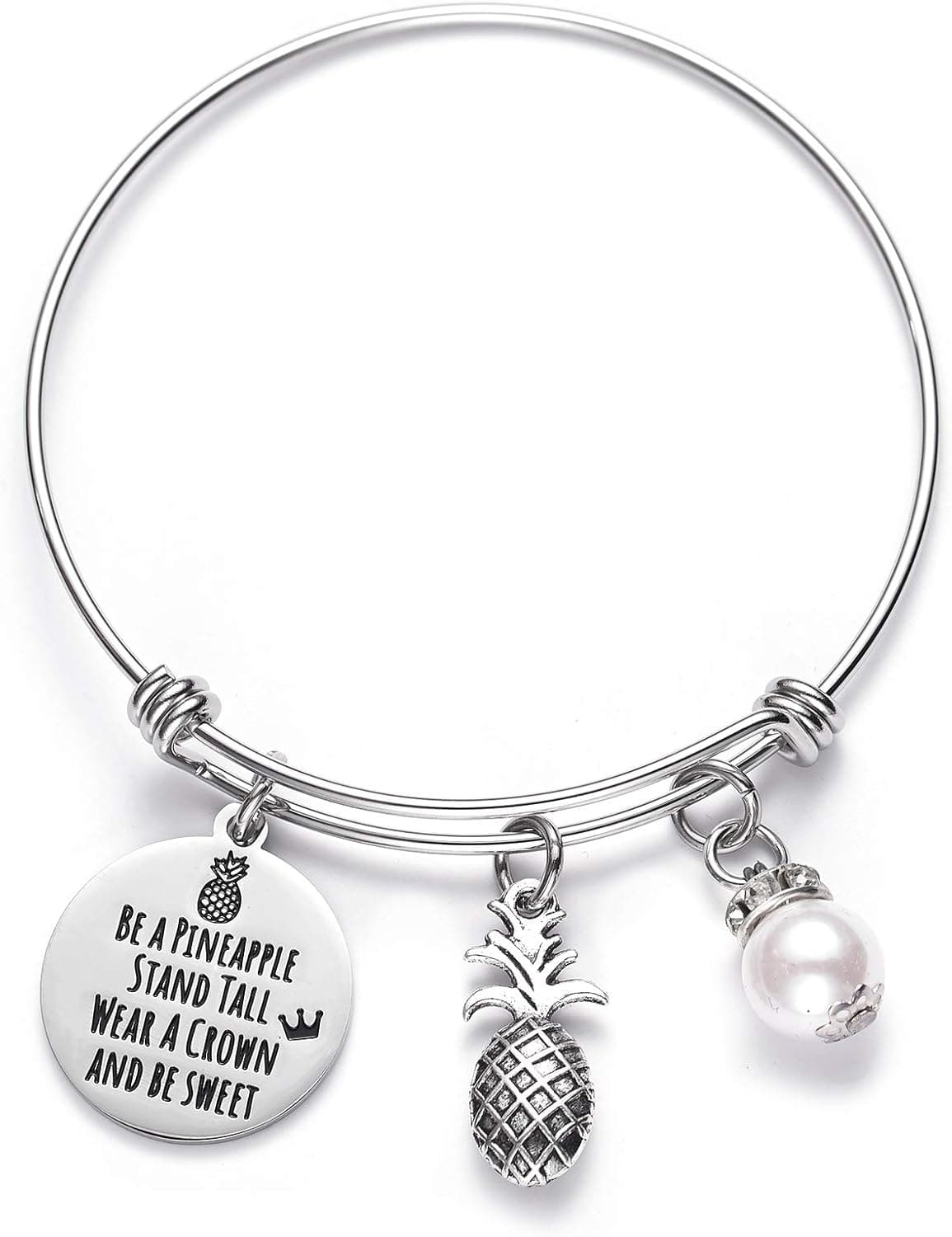 LParkin Pineapple Bracelet Be A Pineapple Sand Tall Wear A Crown Tropical Inspirational Bangle Bracelet Friendship Bracelets Gift