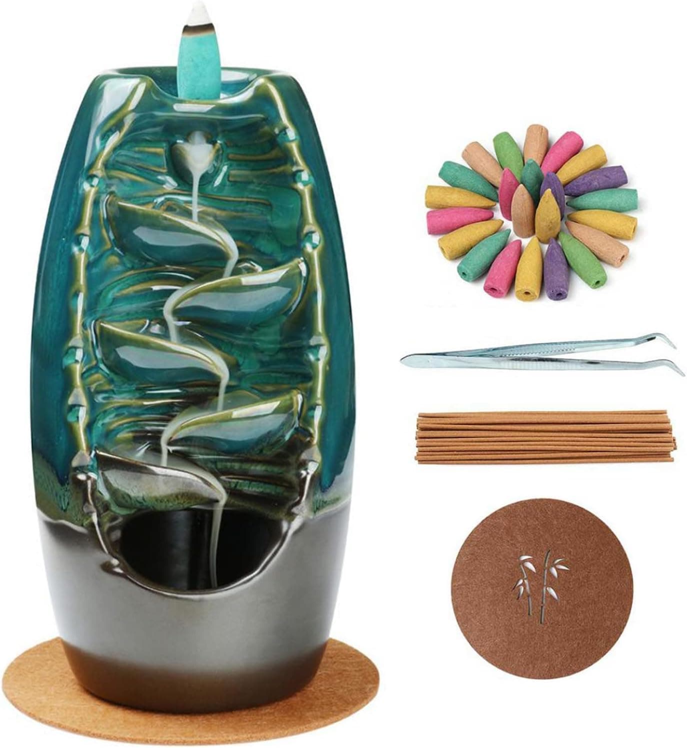 YYW Backflow Incense Holder Incense Sticks Holder, Incense Cone Holder Backflow Incense Burner Incense Holders with 10pcs Backflow Incense Cone