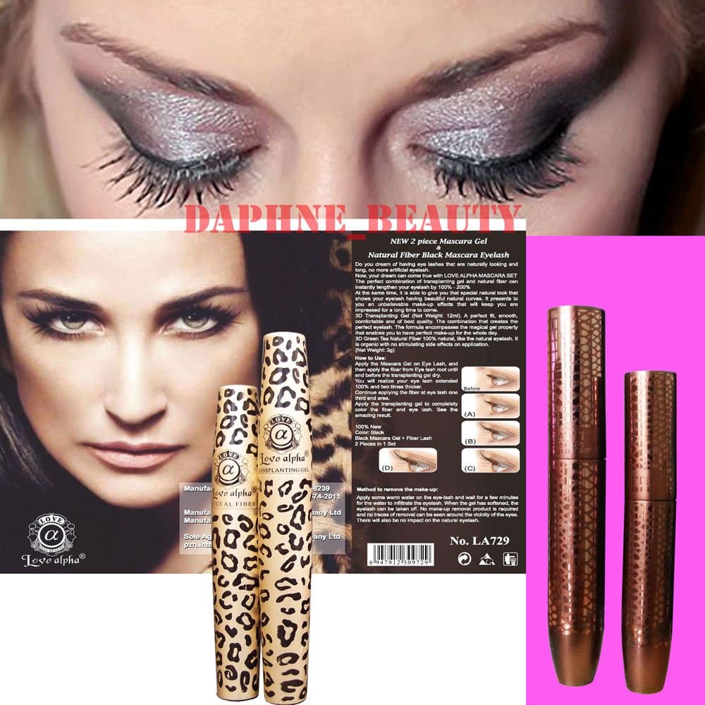 3D Fiber Lashes 200-300% - 2 Sets Python & Leopard Pattern (Gel & Fiber) Mascara Sets