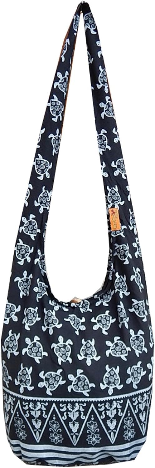 BTP! Turtle Sling Crossbody Shoulder Bag Purse Hippie Hobo Thai Cotton Gypsy Bohemian Large
