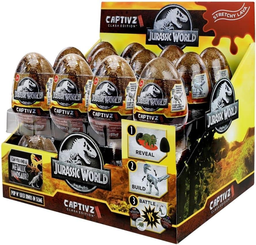 Jurassic World Captivz Slime Egg. Slime Filled Dinosaur Egg. Will You Find A Limited Edition Species? Perfect Stocking Filler. Includes Battle Token, Slime and Pop 'N' Lock Dino.