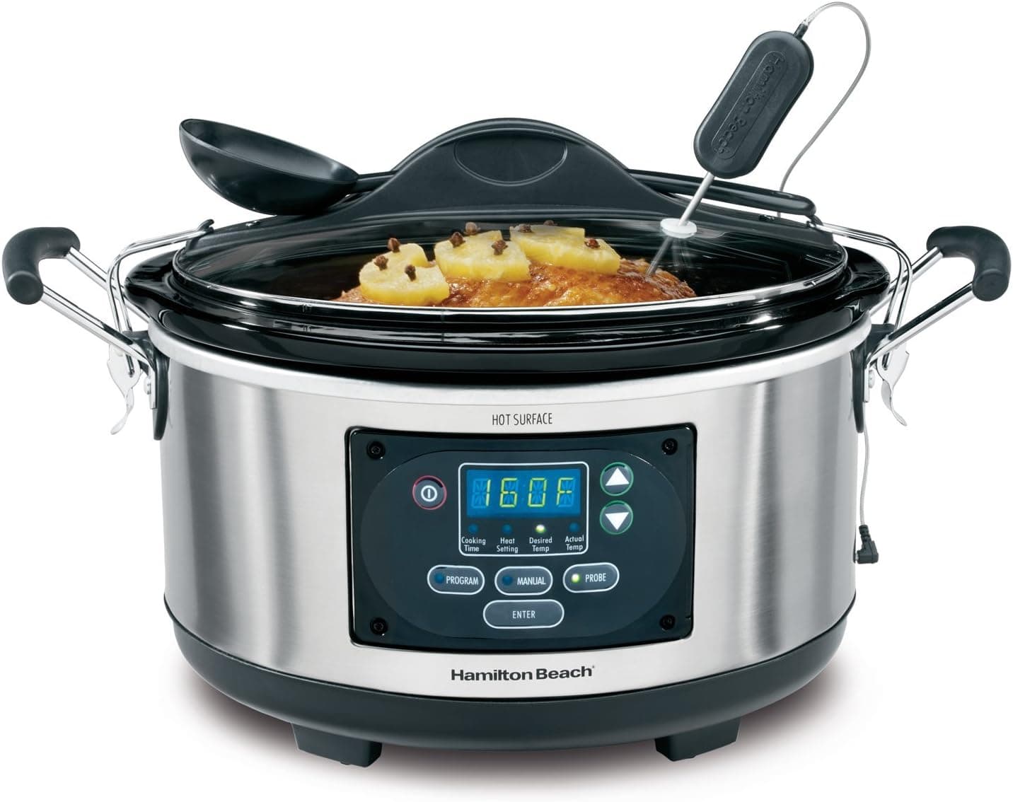 Hamilton Beach (33967A) Slow Cooker With Temperature Probe, 6 Quart, Programmable, Stainless Steel (Renewed)
