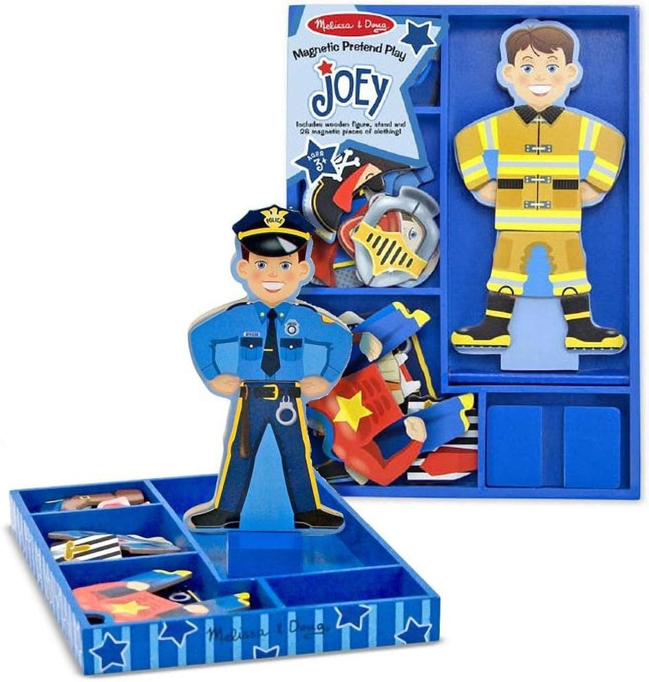 Joey - Magnetic Dress Up Wooden Doll & Stand + FREE Melissa & Doug Scratch Art Mini-Pad Bundle [35507]