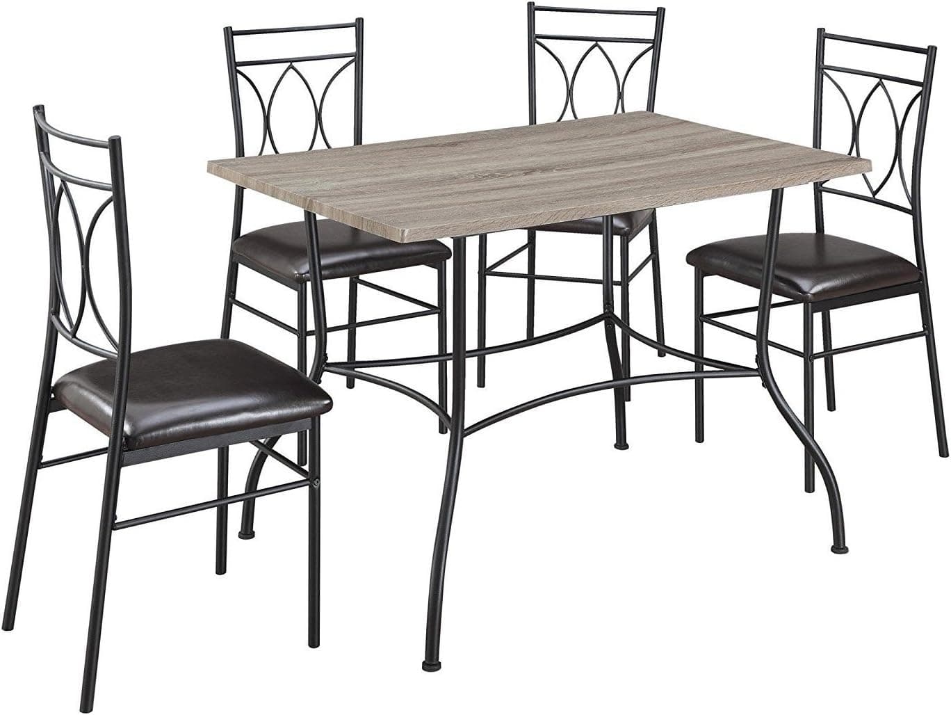Shelby 5-Pc Rustic Wood & Metal Dining Set, Rustic / Black