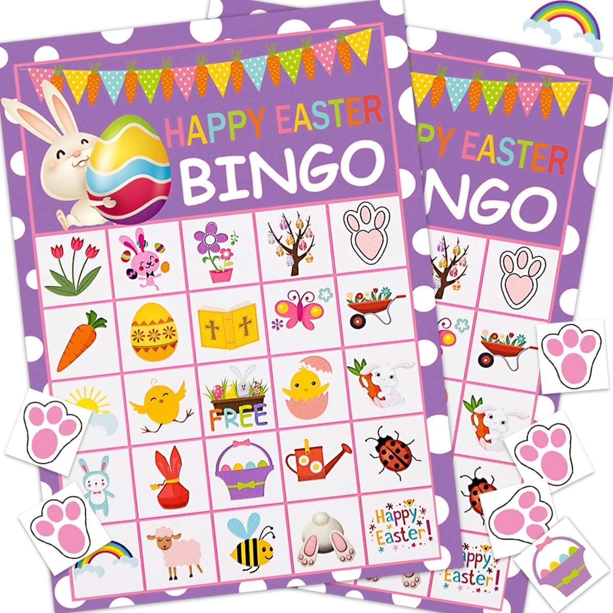 Happy Storm Easter Bingo Games for Kids and Adults, Fun Easter Bunny Bingo Cards for 24 Players, Easter Party Supplies Favors for Family School Classroom Activities