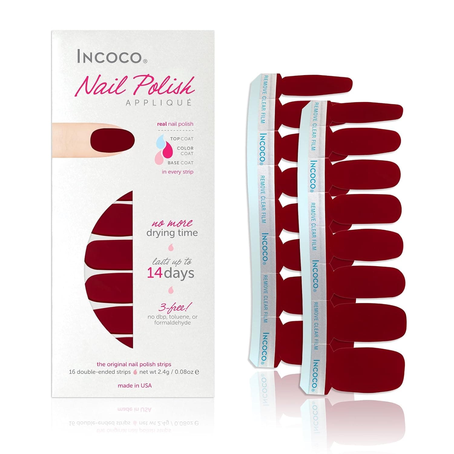 Incoco Nail Polish Strips, Nail Color, Red Velvet