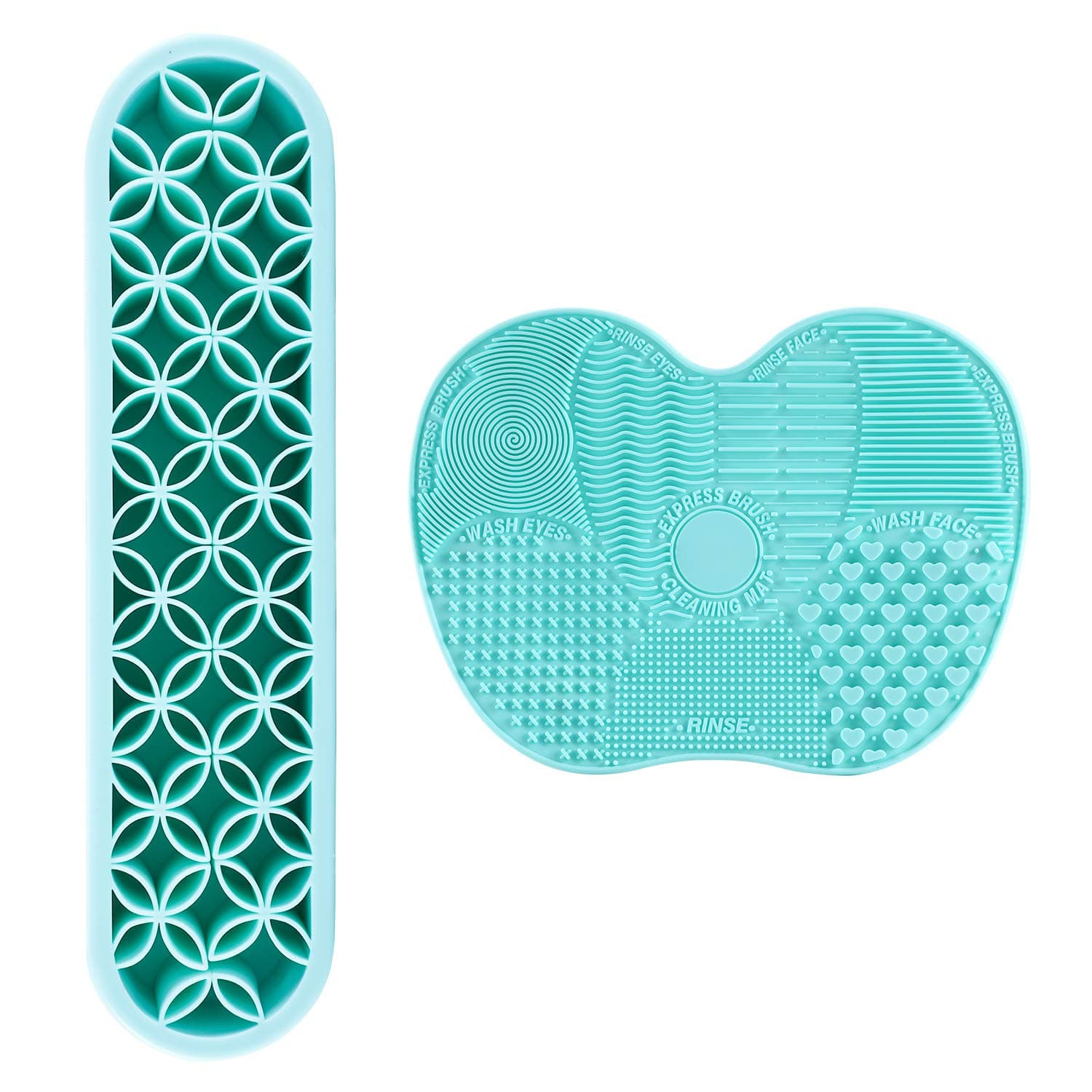 Looife Silicone Makeup Brush Cleaner with Holder, Cleaning Mat and Drying Rack for Cosmetics Brush, Olive Green