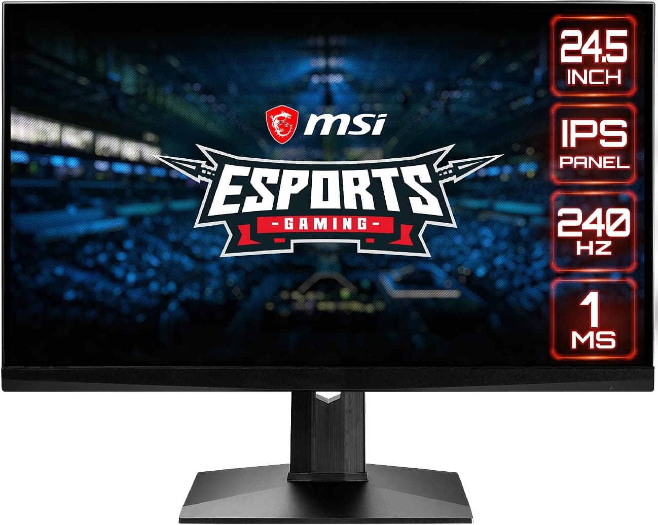 MSI 24.5” FHD (1920 x 1080) Non-glare with Super Narrow Bezel 240Hz 1ms 16:9 HDMI/DP/USB Height Adjustment G-Sync Compatible IPS Gaming Monitor (OPTIX MAG251RX),Black