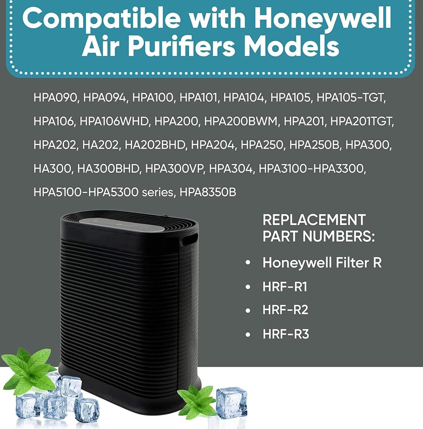 5-Star Minocromium Replacement Air Filter Compatible HRF-R1, HPA090, HPA100, HPA200, HPA300 True HEPA Filter, 2 Pack
