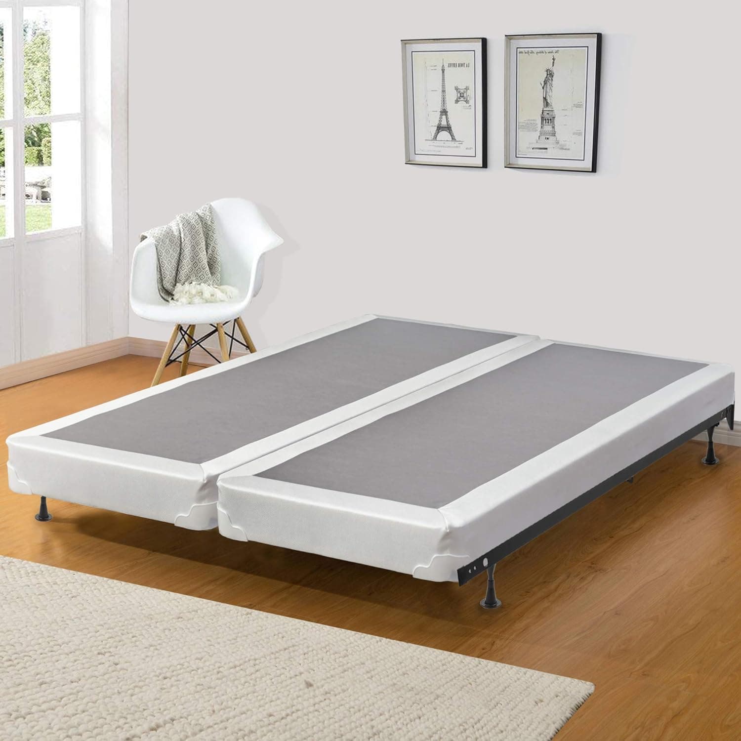 Continental Sleep Fully Assembled Split Low Profile Wood Traditional Box Spring/Foundation for Mattress Set, Full, Beige