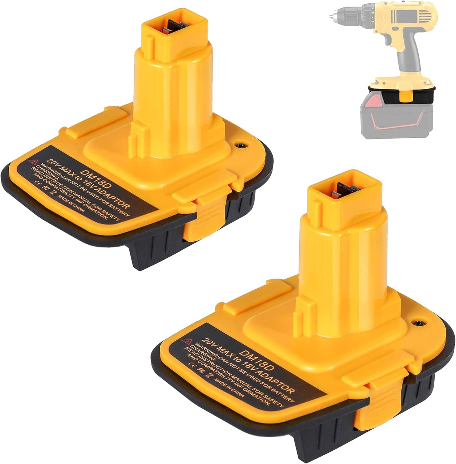 2-Pack DCA1820 Battery Adapter for Dewalt 18V to 20V Converter, Work for Dewalt 18V Nicad & NiMh Power Tool, Convert for Dewalt or for Milwaukee 18V Li-ion Battery to for Dewalt Nicad/Nimh Battery